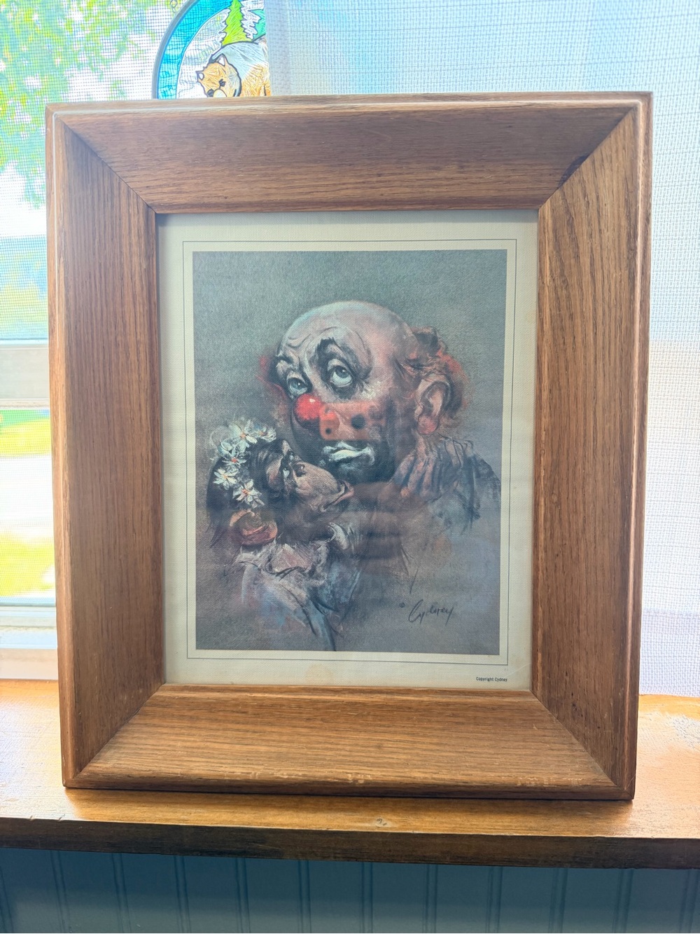 Vintage Cydney Grossman "Sad Clown" Framed Print Art - Mid Century Kitsch